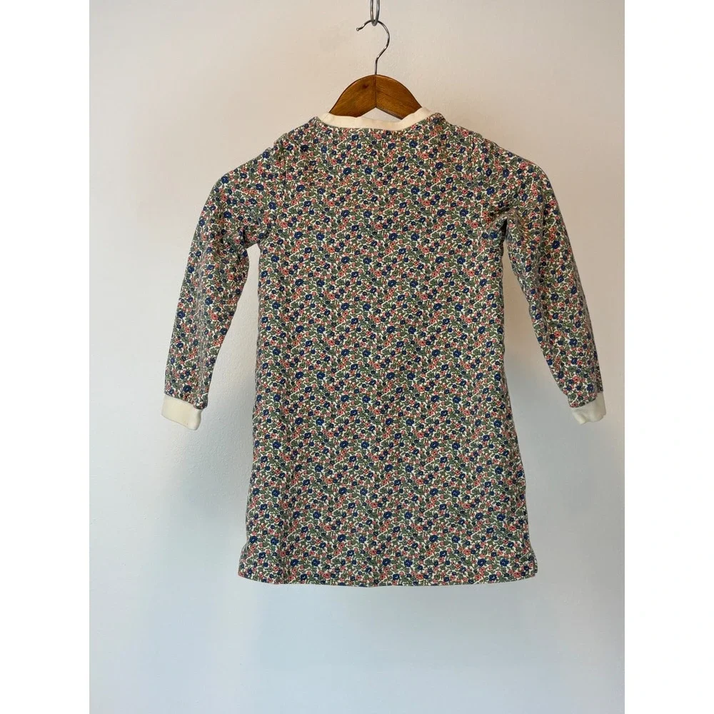 Mini Boden Jersey Dress Kids 7-8Y Multi Floral Bunny Applique Long Sleeve Spring